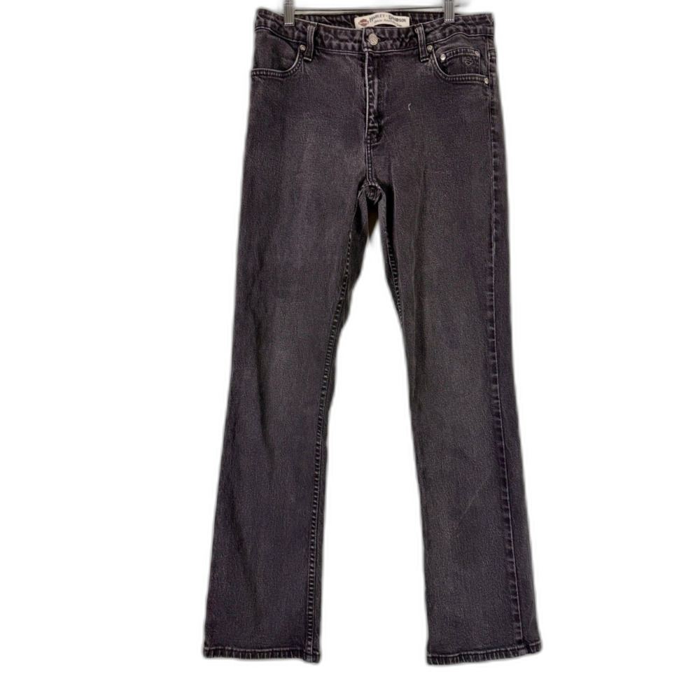 Harley Davidson Bootcut Jeans Womens 12L Black Gray Wash Denim USA Biker